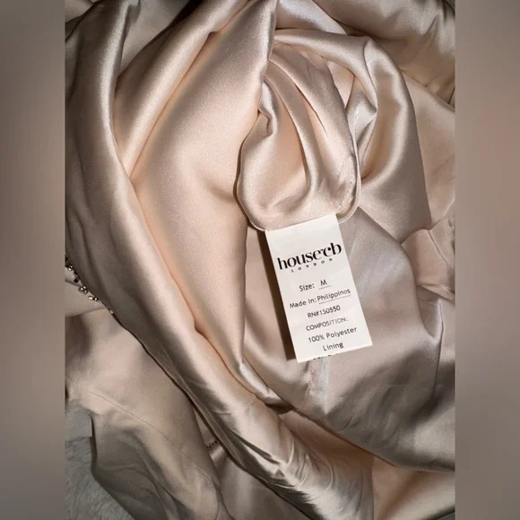 New HOUSE OF CB 'Margiela' Ivory Crystallised Midi Dress sz M - Picture 9 of 11